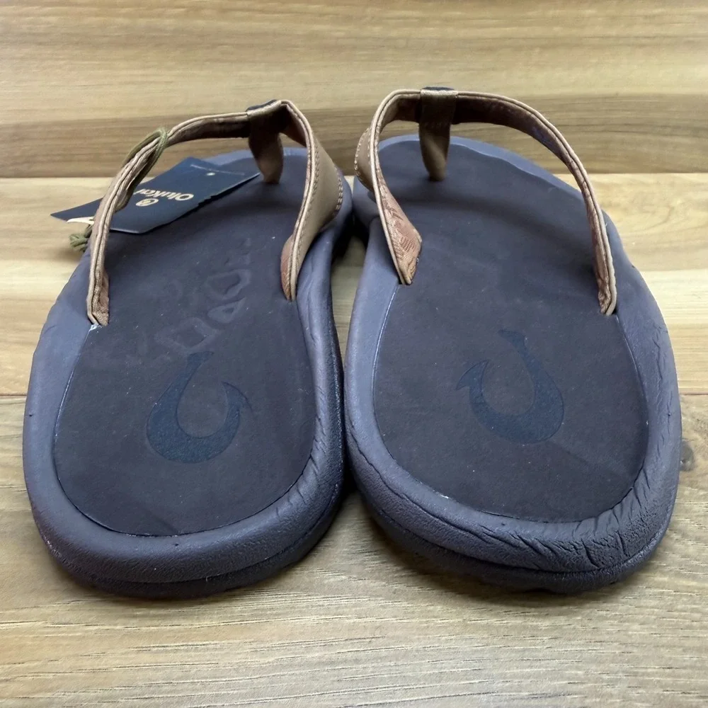 Olukai Ohana Tan Brown Flip Flops Mens 9 Thong Sandals Pool Beach Resort